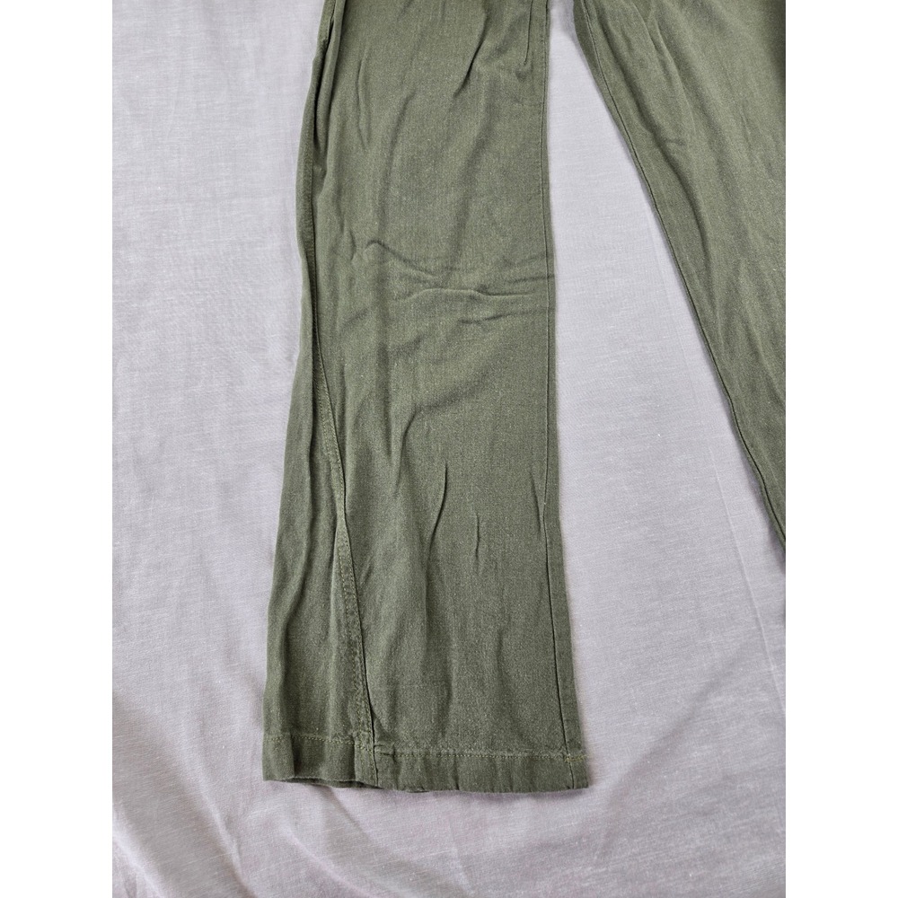 Cali 1850 Womens Medium Olive Green Linen Blend Wide Leg Drawstring Pants 2108 - Picture 8 of 11